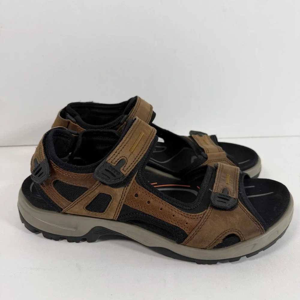 ECCO Leather Sport Sandals EU 46 US 12-12.5 Brown Adjustable Comfort Gorpcore